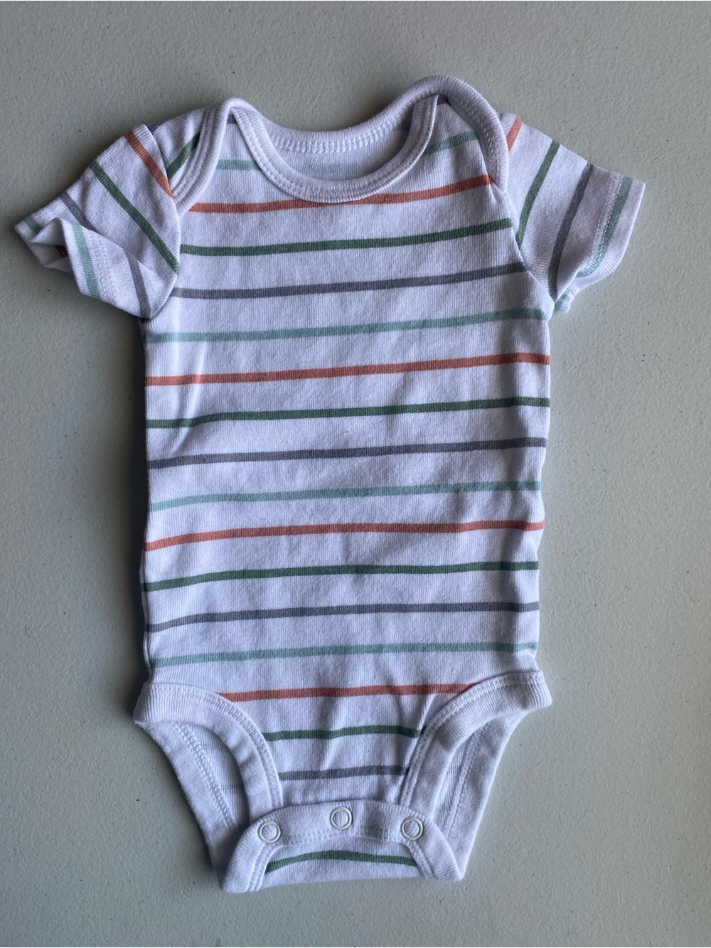 Newborn Striped Short Sleeve Bodysuit Rust Sage Green